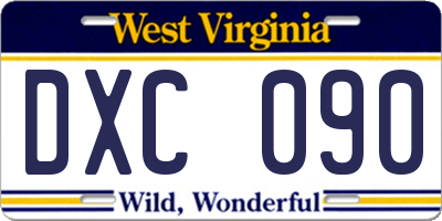 WV license plate DXC090