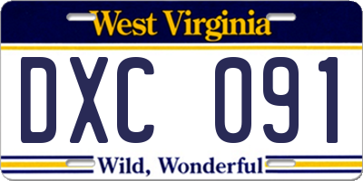 WV license plate DXC091