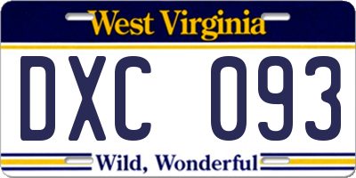 WV license plate DXC093