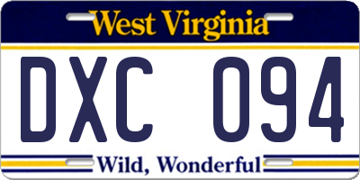 WV license plate DXC094