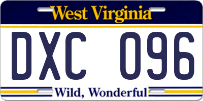 WV license plate DXC096