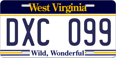 WV license plate DXC099