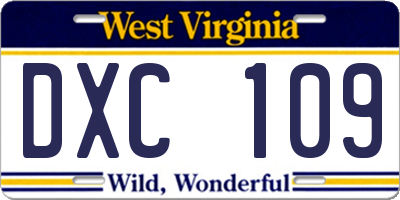 WV license plate DXC109