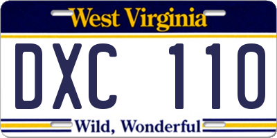 WV license plate DXC110