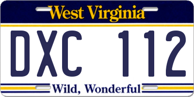 WV license plate DXC112