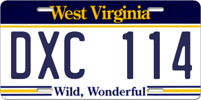 WV license plate DXC114