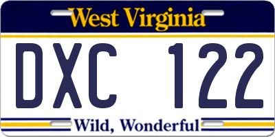 WV license plate DXC122