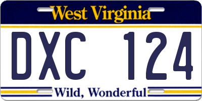 WV license plate DXC124