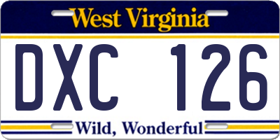 WV license plate DXC126