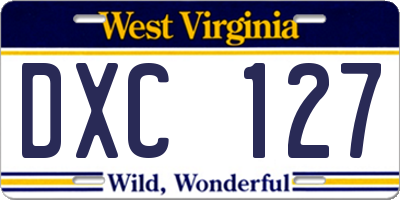 WV license plate DXC127