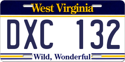 WV license plate DXC132