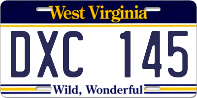 WV license plate DXC145