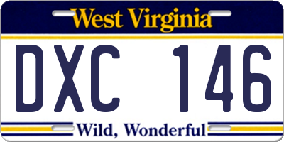 WV license plate DXC146