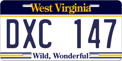 WV license plate DXC147