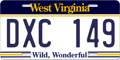 WV license plate DXC149