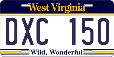 WV license plate DXC150