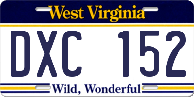 WV license plate DXC152