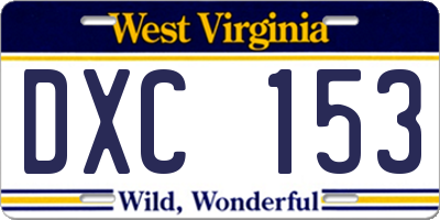 WV license plate DXC153