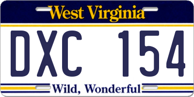 WV license plate DXC154