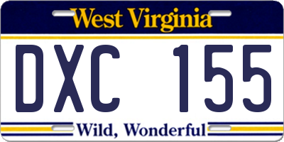 WV license plate DXC155
