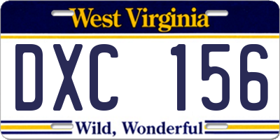 WV license plate DXC156