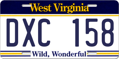 WV license plate DXC158