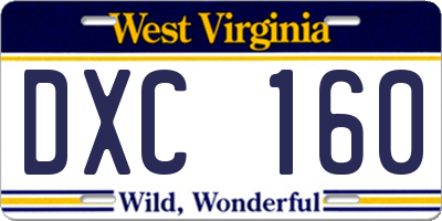 WV license plate DXC160