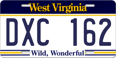 WV license plate DXC162