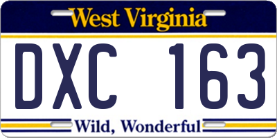 WV license plate DXC163
