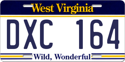WV license plate DXC164
