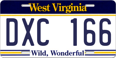 WV license plate DXC166