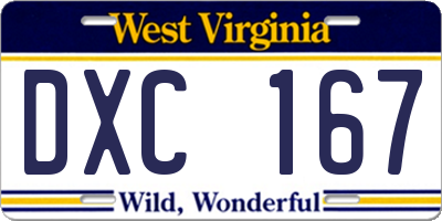WV license plate DXC167