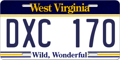 WV license plate DXC170