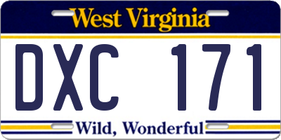 WV license plate DXC171