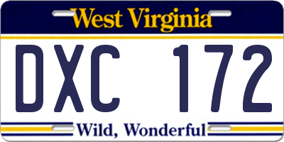 WV license plate DXC172