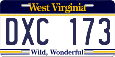 WV license plate DXC173