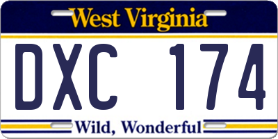 WV license plate DXC174