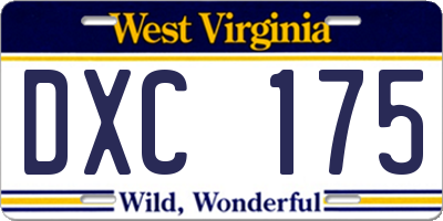WV license plate DXC175