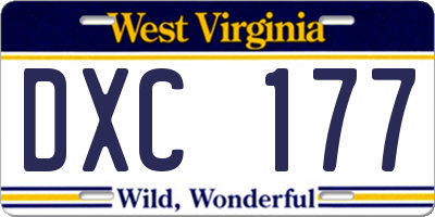 WV license plate DXC177