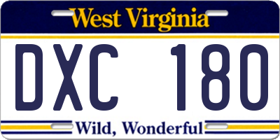 WV license plate DXC180
