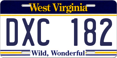 WV license plate DXC182