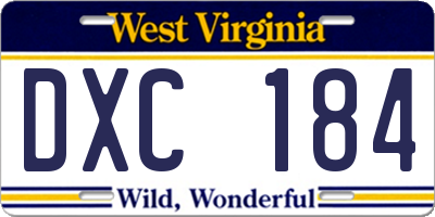 WV license plate DXC184