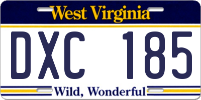 WV license plate DXC185