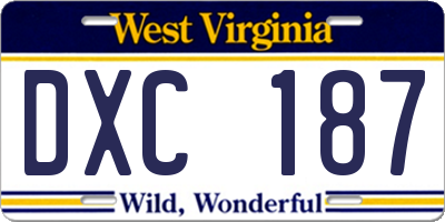 WV license plate DXC187