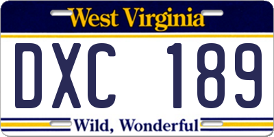 WV license plate DXC189