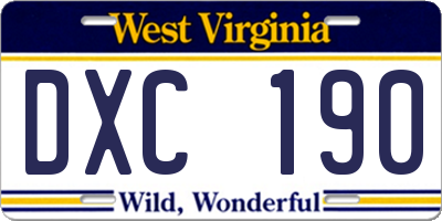 WV license plate DXC190