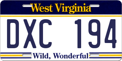 WV license plate DXC194