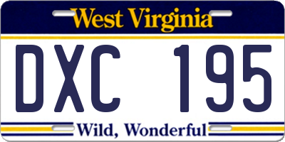 WV license plate DXC195