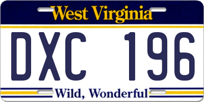 WV license plate DXC196