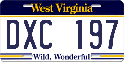 WV license plate DXC197